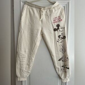 Disney Kids White Joggers with Mickey and Friends Design